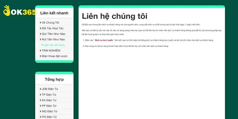 Vấn đề nhà cái hỗ trợ người dùng khi liên hệ OK365